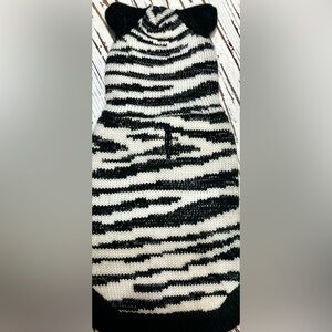 Striped Black and White Knit Dog Sweater and hood with cute ears
XLG
